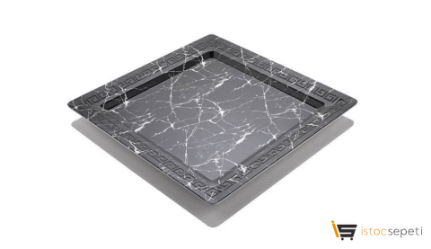 Mermer Desenli Açık Büfe Sunum Tepsisi 720 gr