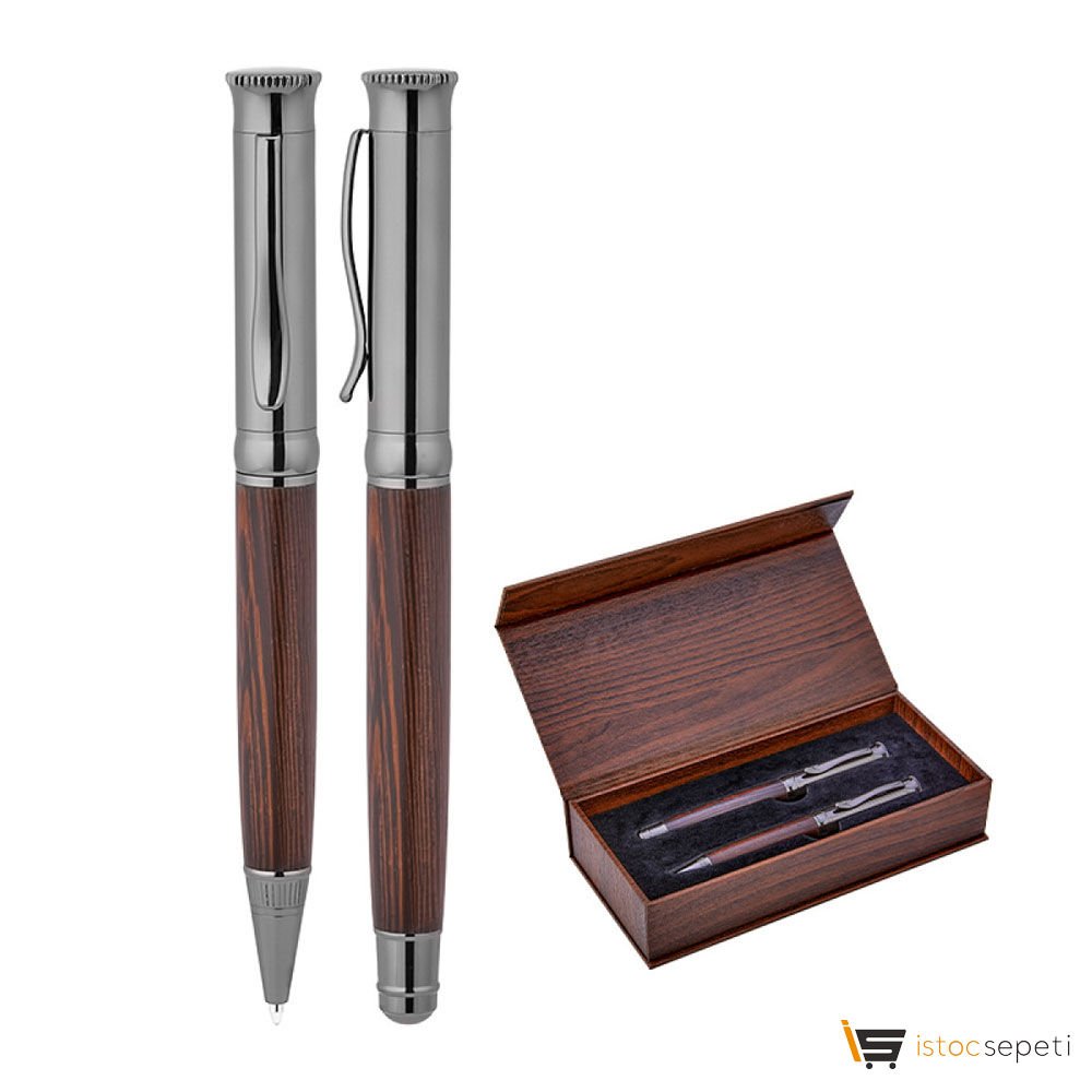 Füme Metal Roller & Tükenmez Kalem Seti Promosyon