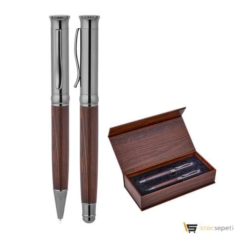 Füme Metal Roller & Tükenmez Kalem Seti Promosyon