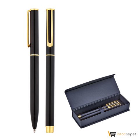 Siyah Metal Roller & Tükenmez Kalem Seti