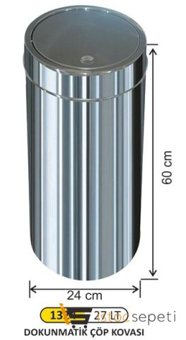 Arı Metal 1324 Döner Kapaklı 27 Lt Paslanmaz Çöp Kovası