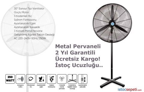 Sanayi Tipi Ayaklı Vantilatör Büyük Geniş 82 cm Pervane