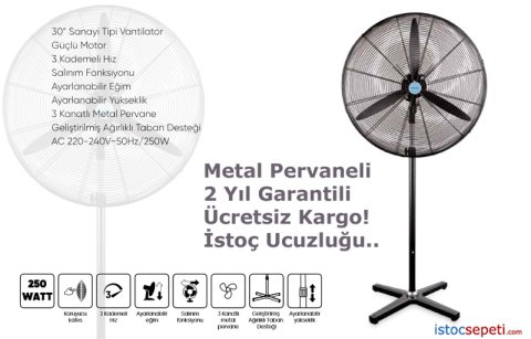Sanayi Tipi Ayaklı Vantilatör Büyük Geniş 82 cm Pervane