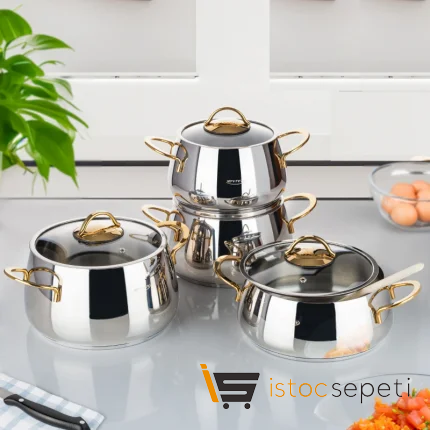 8 Parça Bakraç Çelik Tencere Seti (Silver)