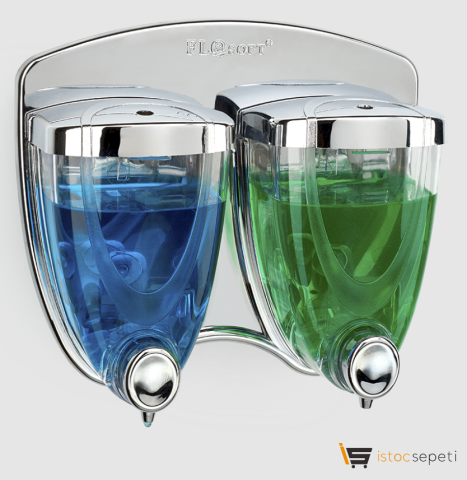 Flosoft Krom Kaplama İkiz Sıvı Sabunluk 350+350 ml F038