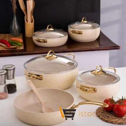 9 Parça Cream Güveç Tencere Seti