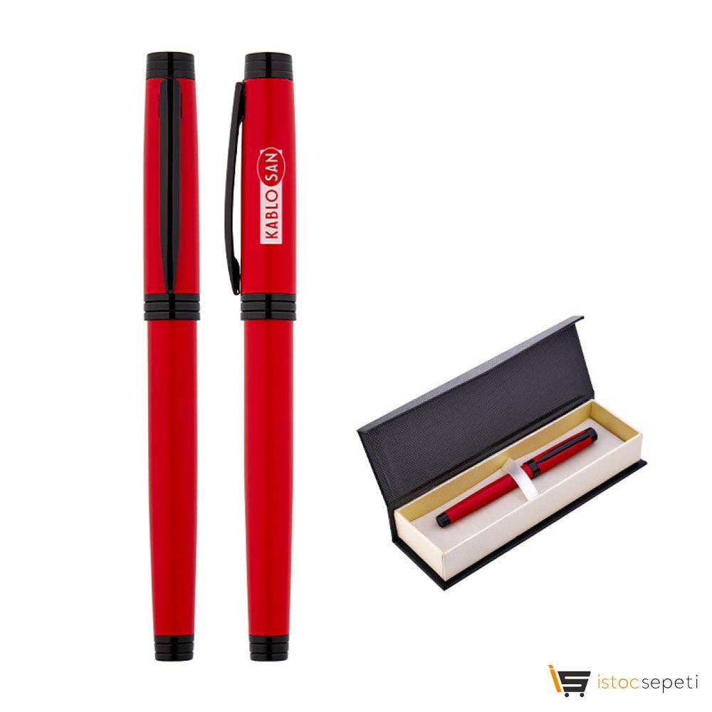 Kırmızı Metal Roller Kalem Seti Promosyon