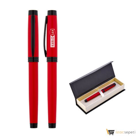 Kırmızı Metal Roller Kalem Seti Promosyon