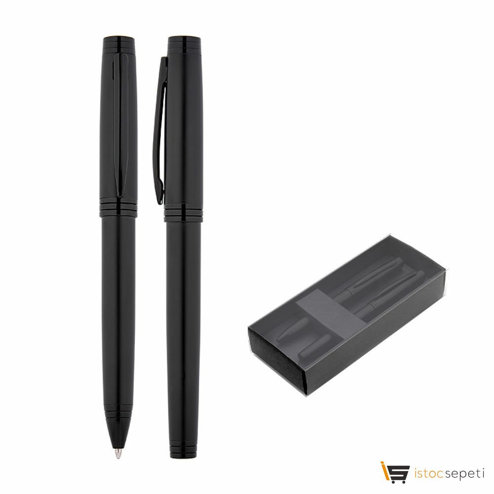 Siyah Metal Roller & Tükenmez Kalem Seti Promosyon
