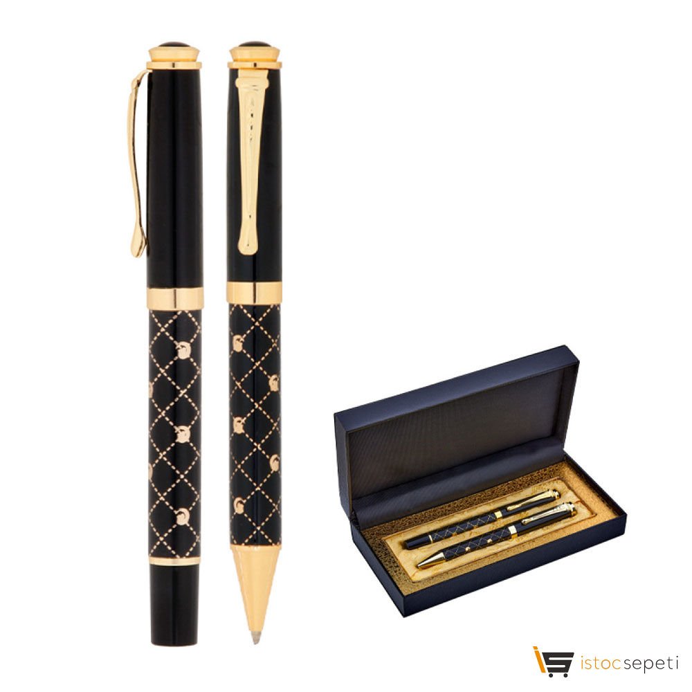 Siyah Metal Roller & Tükenmez Kalem Seti Promosyon