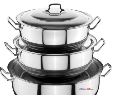 Yemek Tenceresi Çelik 304 Lokanta Tipi Tencere 55 Kişilik 36x20 cm