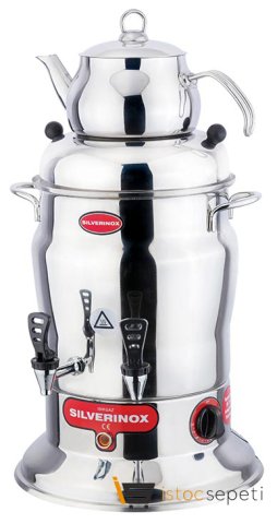 SilverInox Crown Çay Semaveri 2 Demlikli 160 Bardak Kapasiteli 16 L