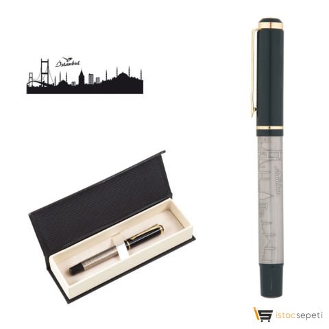 İstanbul Kabartma Figürlü Metal Roller Kalem Seti Promosyon