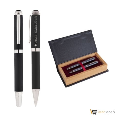 Siyah Metal Roller & Tükenmez Kalem Seti Promosyon
