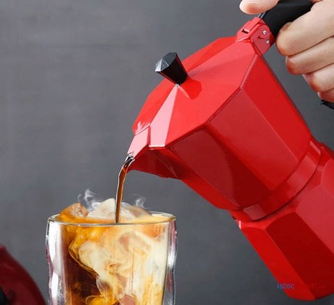 Moka Pot Kırmızı 6 Cup 300 ml 6 Kişilik Macho Espresso Kahve Isıtıcı