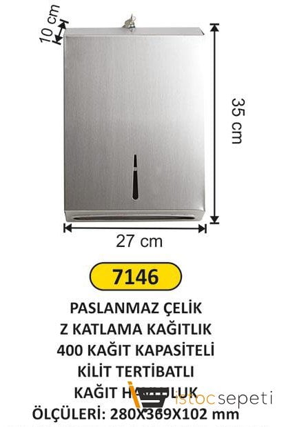 Arı Metal 7146 Z Katlama Kağıt Havluluk 400' Lü Paslanmaz Çelik