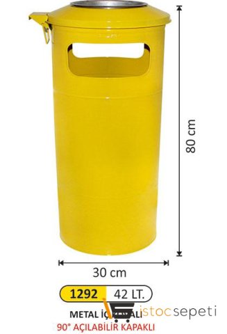 Arı Metal 1292 42 Lt Metal İç Kovalı Çöp Kovası 30X80 Cm