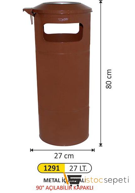 Arı Metal 1291 27 Lt Metal İç Kovalı Çöp Kovası 27X80 Cm