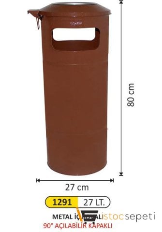 Arı Metal 1291 27 Lt Metal İç Kovalı Çöp Kovası 27X80 Cm