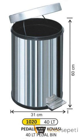 Arı Metal 1020 Pedallı Çöp Kovası 40 Litre
