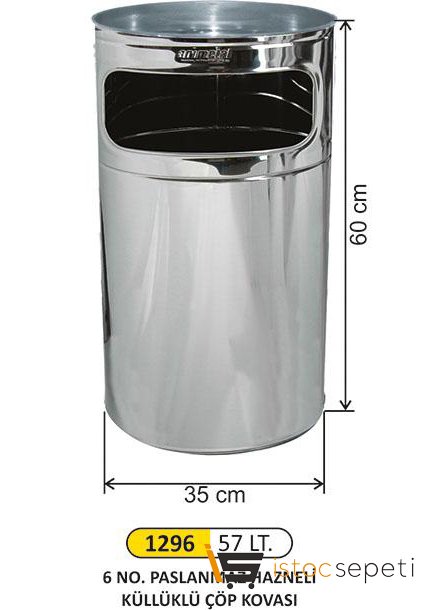 Arı Metal 1296 Kolon Küllük Paslanmaz 6 No Hazneli 35X60 Cm