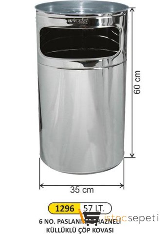 Arı Metal 1296 Kolon Küllük Paslanmaz 6 No Hazneli 35X60 Cm