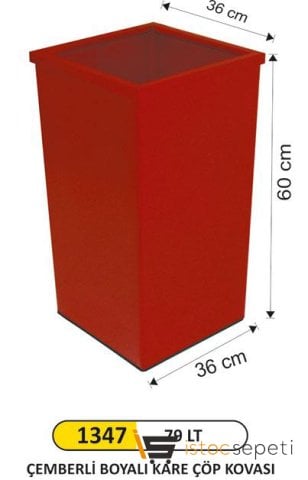 Arı Metal 1347 79 Lt Çemberli Boyalı Kare Çöp Kovası