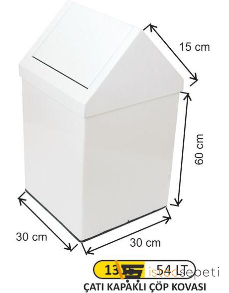 Arı Metal 1315 Çatı Kapaklı Boyalı Çöp Kovası 54 Litre