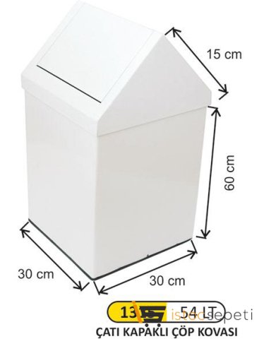 Arı Metal 1315 Çatı Kapaklı Boyalı Çöp Kovası 54 Litre