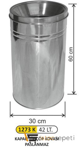Arı Metal 1273 K Kapalı Tip Paslanmaz Çöp Kovası 42 Lt 30X60 Cm