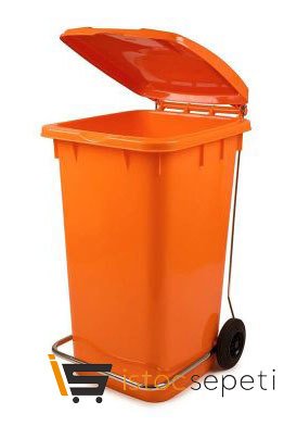 Pedallı Demirli Çöp Kovası 120 L Turuncu
