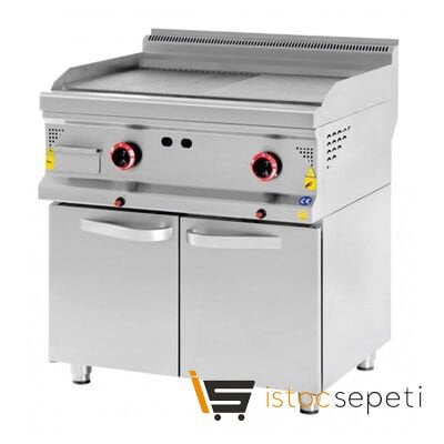 Karacasan 700 Seri Dolaplı Düz Pleyt Izgara 800x700x850 mm Gazlı