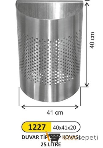 Arı Metal 1227 Duvar Tip Çöp Kovası Orta Boy Delikli