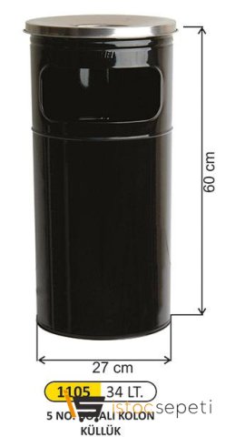 Arı Metal 1105 Kolon Küllük Boyalı 5 No Siyah