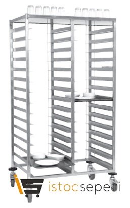 Trolley Mutfak Bulaşık Arabası İkili