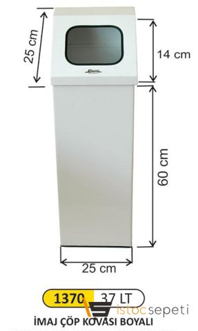Arı Metal 1370 İmaj Kare Çöp Kovası Boyalı 37 Litre 25X25X60 Cm