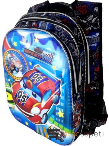 Relaxion Cars Işıklı Şimşek Macqueen Kabartmalı Çanta + Beslenme Çantası