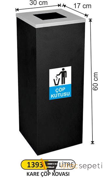 Arı Metal 1393 30Lt Kare Boyalı Çöp Kovası Küçük