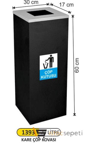 Arı Metal 1393 30Lt Kare Boyalı Çöp Kovası Küçük
