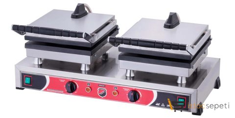 SilverInox Çiçek+Kare Model Waffle Makinesi Çiftli Elektrikli