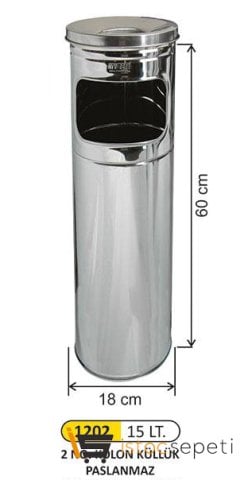 Arı Metal 1202 Paslanmaz Çelik 2 No Kolon Küllük 15 Lt