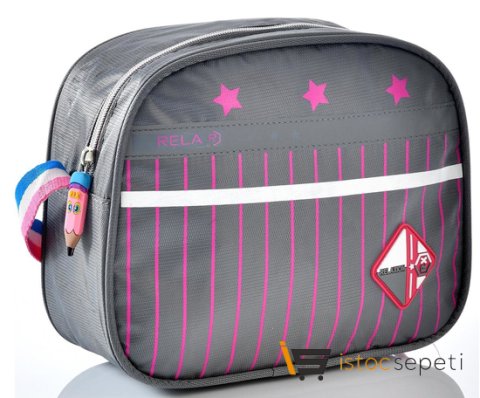Relaxion 1320 Okul Sırt Çantası Beslenmeli Takım Gri Pembe