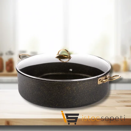 34 Cm Gold Stone Maksi Basık Tencere 6.2 Lt