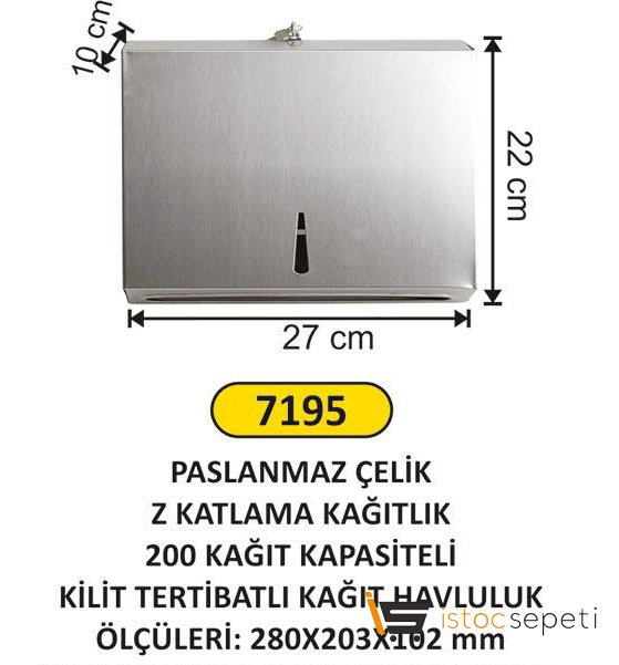 Arı Metal 7195 Z Katlama Kağıt Havluluk 200' Lü Paslanmaz Çelik