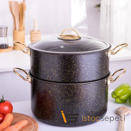 3 Parça 18 Cm Süzgeçli Kuskus Tencere Seti 2.6 Lt