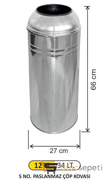Arı Metal 1237 34 Lt 5 No Paslanmaz Çöp Kovası