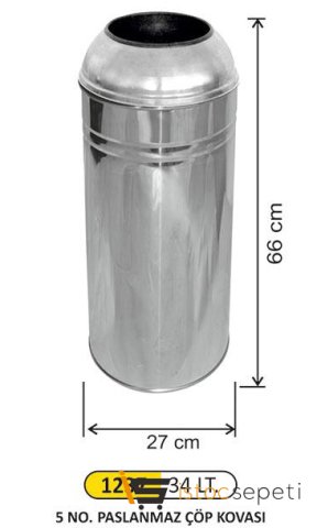Arı Metal 1237 34 Lt 5 No Paslanmaz Çöp Kovası