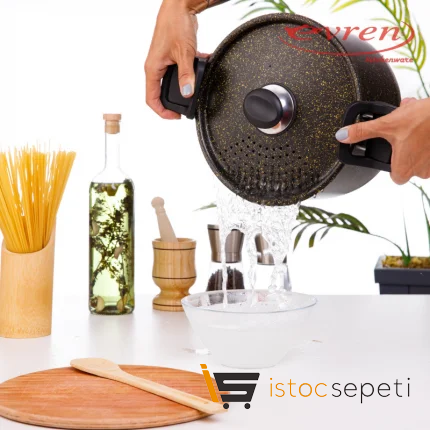 Gold Stone Süzgeç Kapaklı Spagetti Makarna Tenceresi 22 Cm
