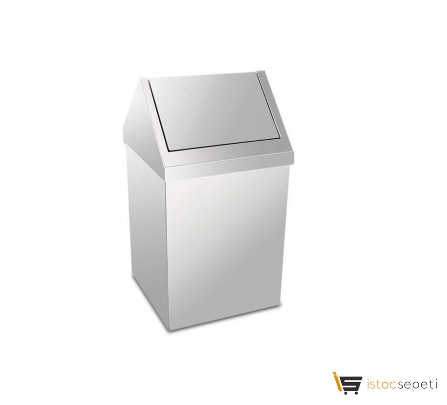 Krom Çatı Kapaklı Çöp Kovası Krom 80 LT 3800-380