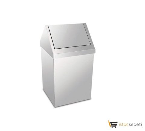 Krom Çatı Kapaklı Çöp Kovası Krom 80 LT 3800-380